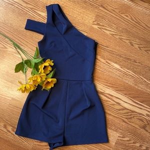 Navy one shoulder romper